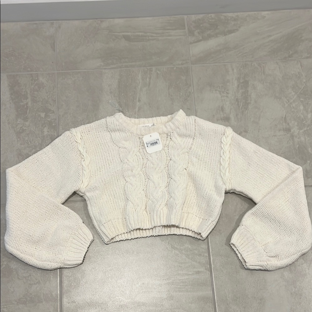 Altar'd State Cream Cable Knit Sweater